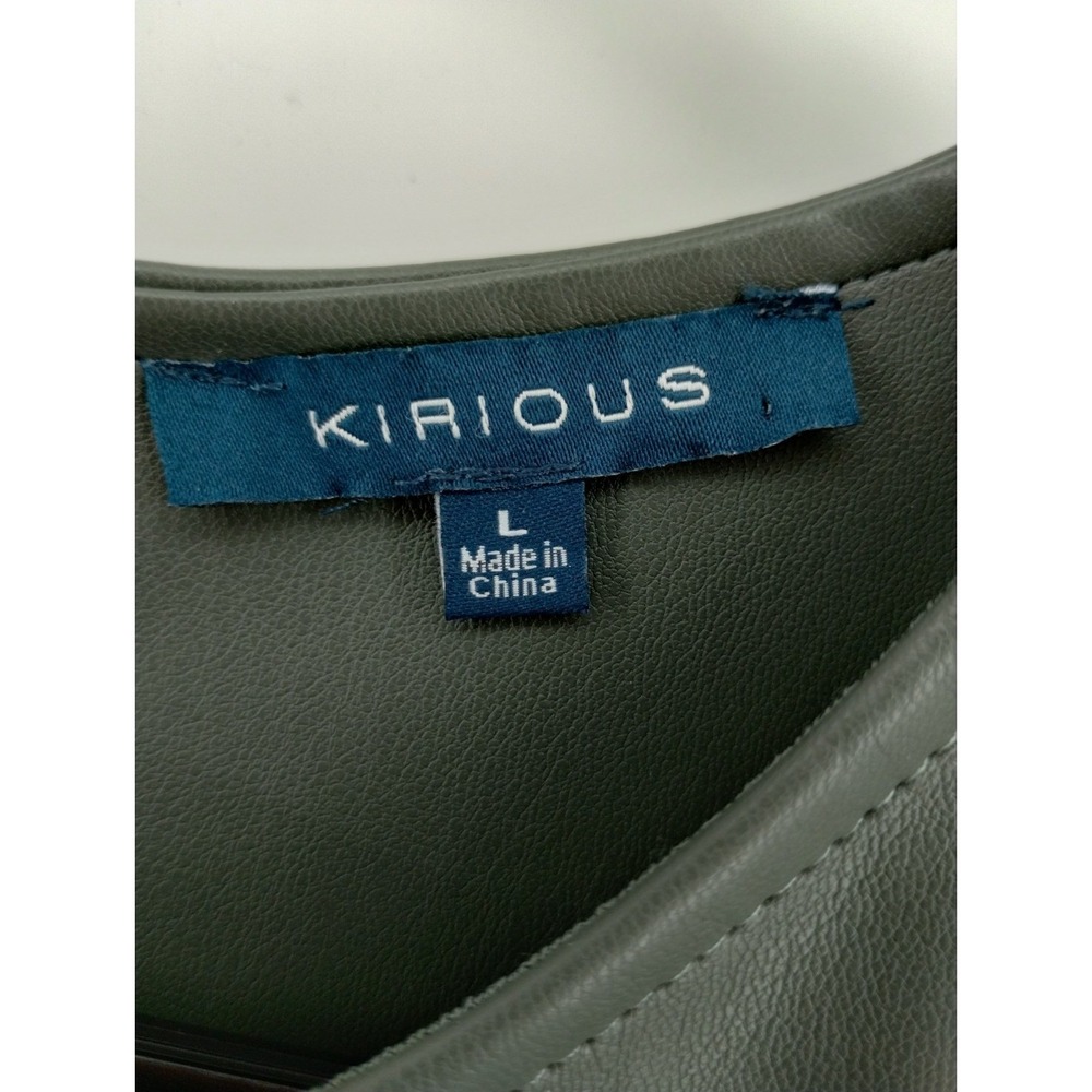 NWT Kirious Womens Faux Leather Crop Top Olive Green Sleeveless Back Zip Large - Picture 3 of 8